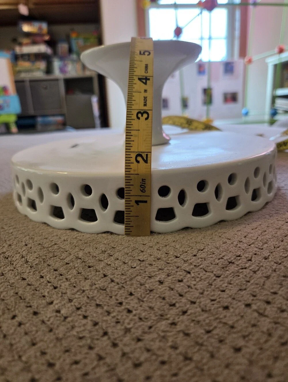 Crate & Barrel White Footed Pedestal Cake / Treat Stand With Glass Cover